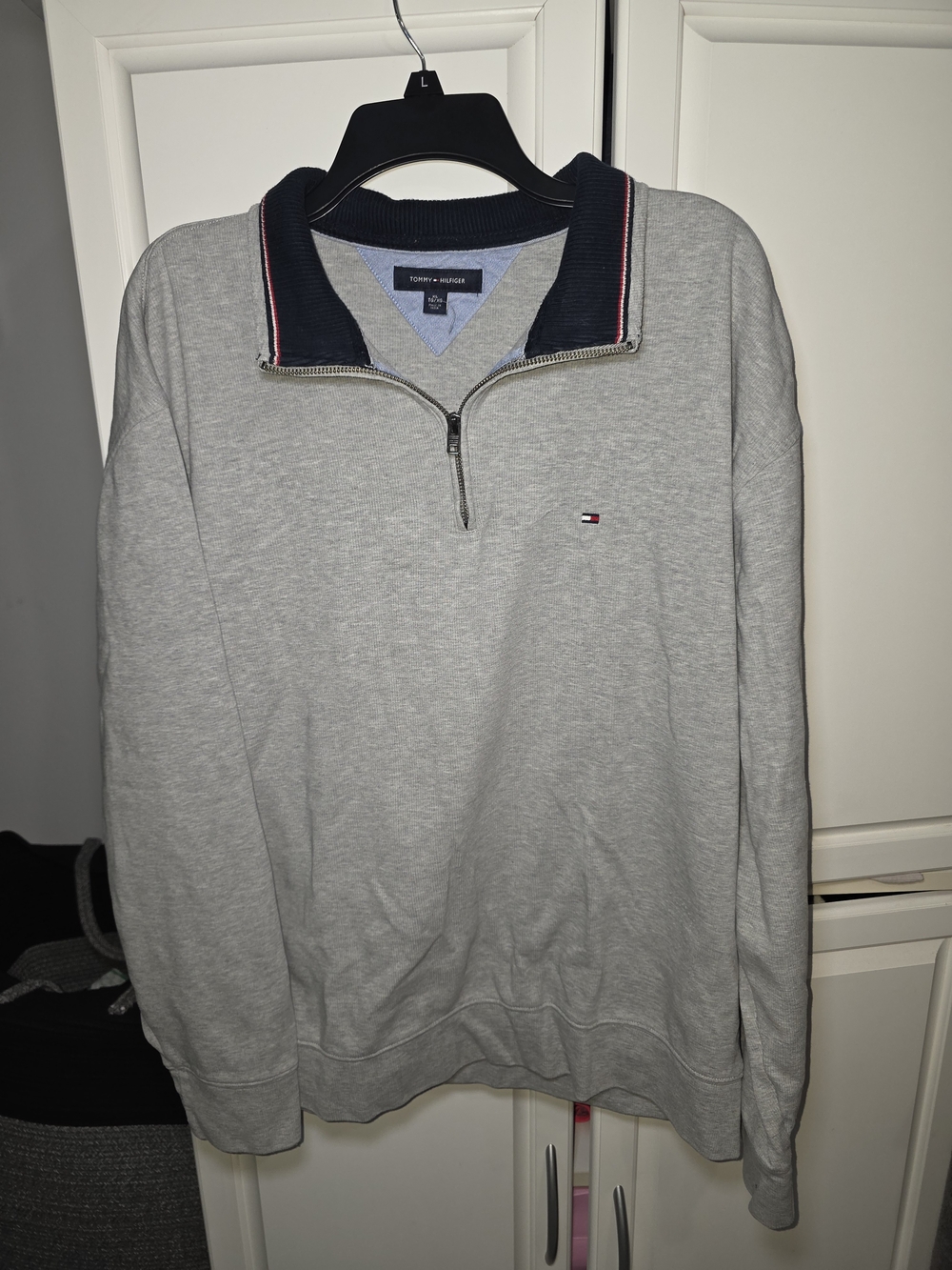 Tommy Hilfiger Men's Light Gray Quarter-Zip Pullover Sweater